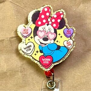 Minnie Mouse Heart Valrntines Day Badge Reel